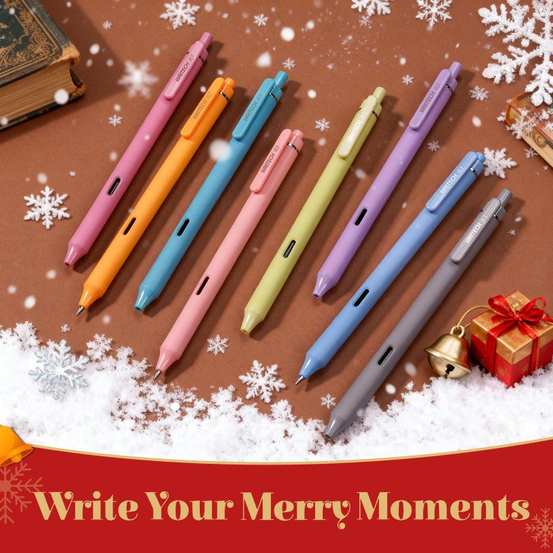 WRITECH Fine Point Gel Pens: 8ct 0.5mm Multi Colored Ink Colors Retractable Pen for Smooth Writing Note Taking Journaling Assorted Coloring No Bleed & Smear & Smudge (Vintage Set) - Image 2