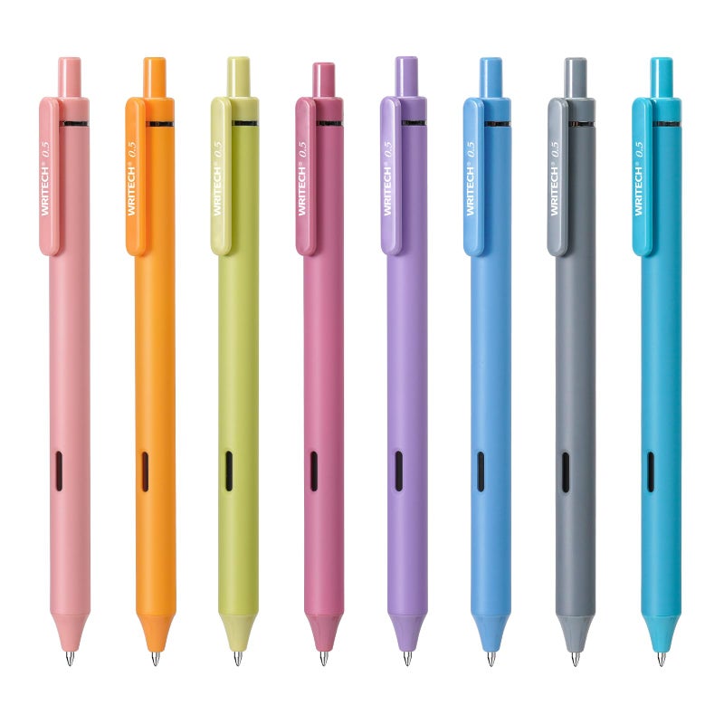 WRITECH Fine Point Gel Pens: 8ct 0.5mm Multi Colored Ink Colors Retractable Pen for Smooth Writing Note Taking Journaling Assorted Coloring No Bleed & Smear & Smudge (Vintage Set) - Image 1