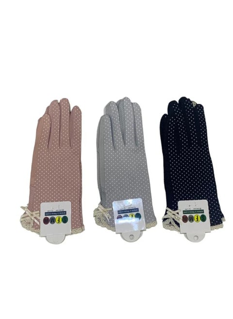 3 Pairs of Driving Gloves for Women that Protect from the Sun Rays with a Touch Finger for Using a Mobile Phone