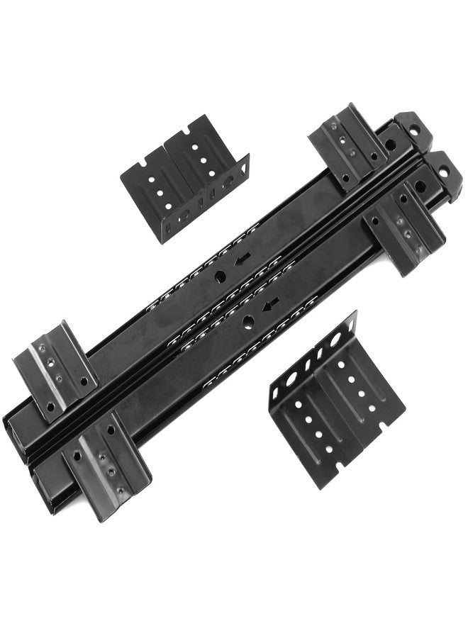 Lind Kitchen 1-Pair 14 inch / 350mm Keyboard Slide Super Smooth Mute Ball Bearing Pull Out Tray Adjustable Hanging Bracket Suspension Track Guide Rail Fold Telescopic Drawer Runners Black - Image 1