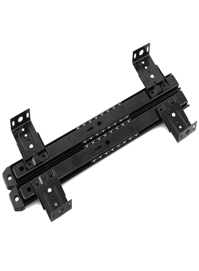 Lind Kitchen 1-Pair 14 inch / 350mm Keyboard Slide Super Smooth Mute Ball Bearing Pull Out Tray Adjustable Hanging Bracket Suspension Track Guide Rail Fold Telescopic Drawer Runners Black - Image 2