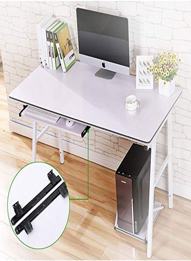 Lind Kitchen 1-Pair 14 inch / 350mm Keyboard Slide Super Smooth Mute Ball Bearing Pull Out Tray Adjustable Hanging Bracket Suspension Track Guide Rail Fold Telescopic Drawer Runners Black - Image 3