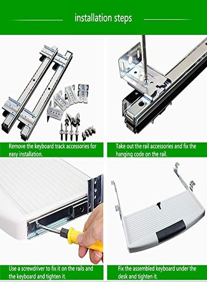Lind Kitchen 1-Pair 14 inch / 350mm Keyboard Slide Super Smooth Mute Ball Bearing Pull Out Tray Adjustable Hanging Bracket Suspension Track Guide Rail Fold Telescopic Drawer Runners Black - Image 5