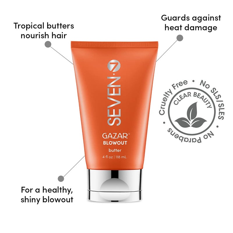 SEVEN Hair Care Gazar Blowout Butter Curly Hair Styling Curl Cream, Anti-Frizz, Hydrating, Thermal Heat Protection with Coconut Oil, Jojoba, Murumuru Butter, Perfect for Men & Women, Made in USA, 4oz - Image 2