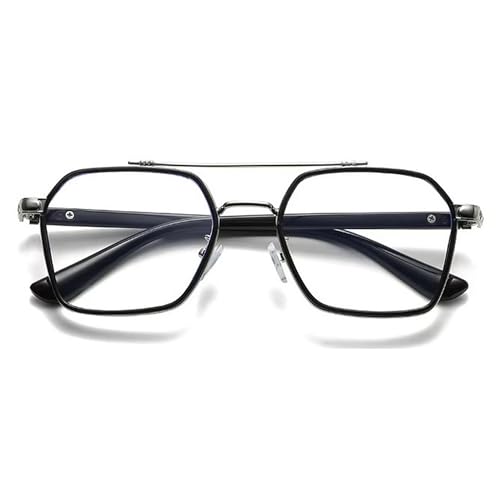 Dervin Zero Power Computer Bluelight Blocking Glasses For Men and Women | Blue Cut Computer Glasses | Anti Glare, Lightweight & Blocks Harmful Rays | Full Rim Square Glasses (Silver-Black-Clear) - Image 2