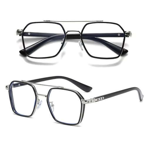 Dervin Zero Power Computer Bluelight Blocking Glasses For Men and Women | Blue Cut Computer Glasses | Anti Glare, Lightweight & Blocks Harmful Rays | Full Rim Square Glasses (Silver-Black-Clear) - Image 3