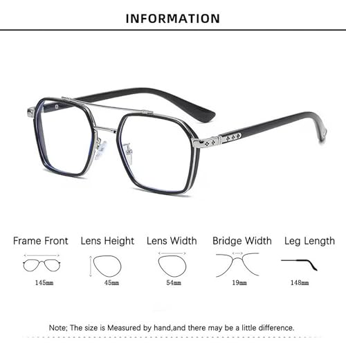 Dervin Zero Power Computer Bluelight Blocking Glasses For Men and Women | Blue Cut Computer Glasses | Anti Glare, Lightweight & Blocks Harmful Rays | Full Rim Square Glasses (Silver-Black-Clear) - Image 5