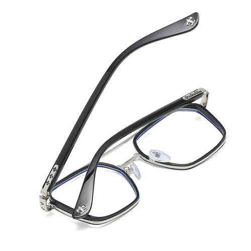 Dervin Zero Power Computer Bluelight Blocking Glasses For Men and Women | Blue Cut Computer Glasses | Anti Glare, Lightweight & Blocks Harmful Rays | Full Rim Square Glasses (Silver-Black-Clear) - Image 4