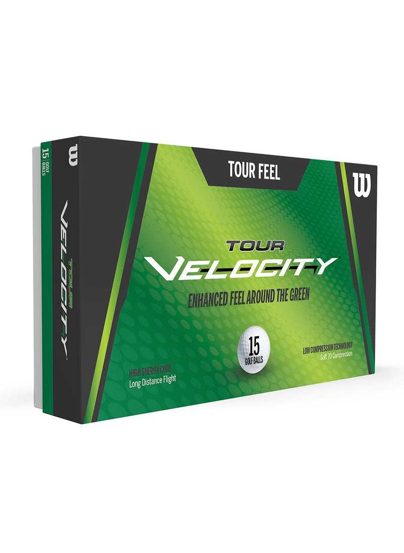Wilson Tour Velocity Feel Golf Balls, Pack of 15 Balls - White  - Image 1