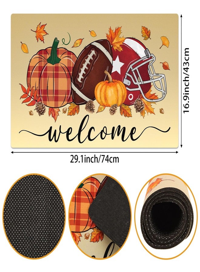 Atiloy Fall Football Door Mat Outdoor 29x17'' Fall Welcome Doormat Thanksgiving Pumpkin Doormat for Front Door Autumn Football Welcome Mat for Thanksgiving Seasonal Kitchen Indoor Outdoor Entrance Floor - Image 3