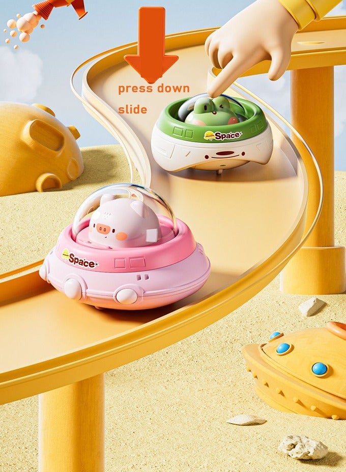 اضغط على الشريحة سيارة لعبة 2 + لعبة الآباء والأطفال ، لعبة اللغز ، المضادة للسقوط ، ومكافحة الاصطدام ( رائد الفضاء بطة صفراء ، رائد الفضاء الضفدع ) - Image 2