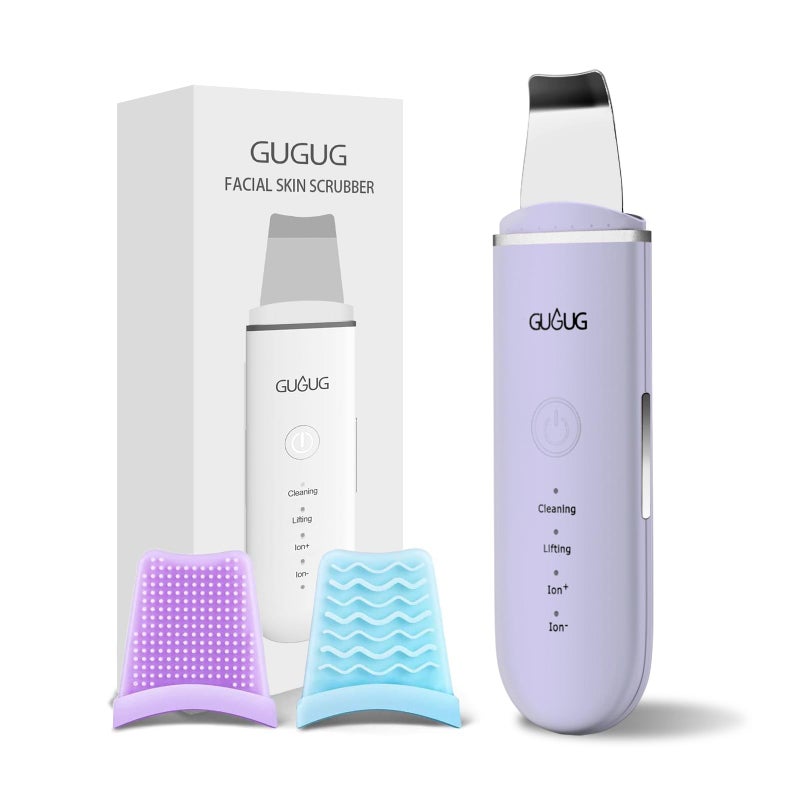 GUGUG أداة تنظيف البشرة GUGUG - ملعقة وجه لتنظيف المسام وإزالة الرؤوس السوداء - 4 أوضاع، بنفسجي - Image 1