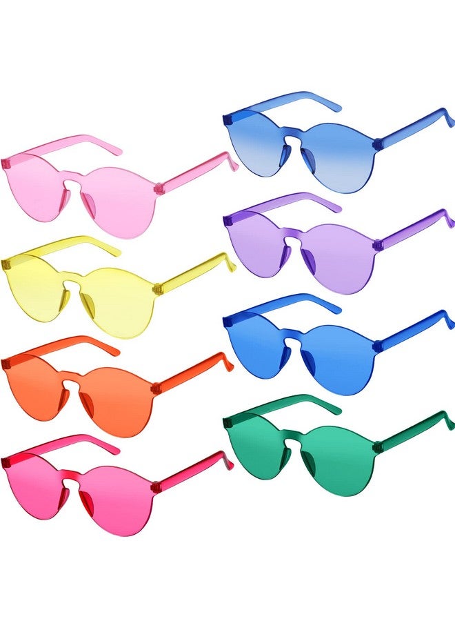 TOODOO 8 Pairs Candy Color Sunglasses for Women Round Rimless Colored Glasses One Piece Frameless Sunglasses Rimless Sunglasses Transparent Tinted Glasses - Image 1