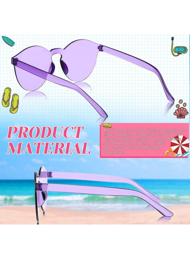 TOODOO 8 Pairs Candy Color Sunglasses for Women Round Rimless Colored Glasses One Piece Frameless Sunglasses Rimless Sunglasses Transparent Tinted Glasses - Image 4