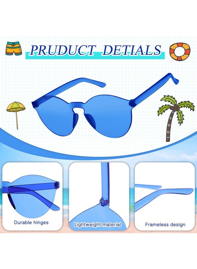 TOODOO 8 Pairs Candy Color Sunglasses for Women Round Rimless Colored Glasses One Piece Frameless Sunglasses Rimless Sunglasses Transparent Tinted Glasses - Image 3