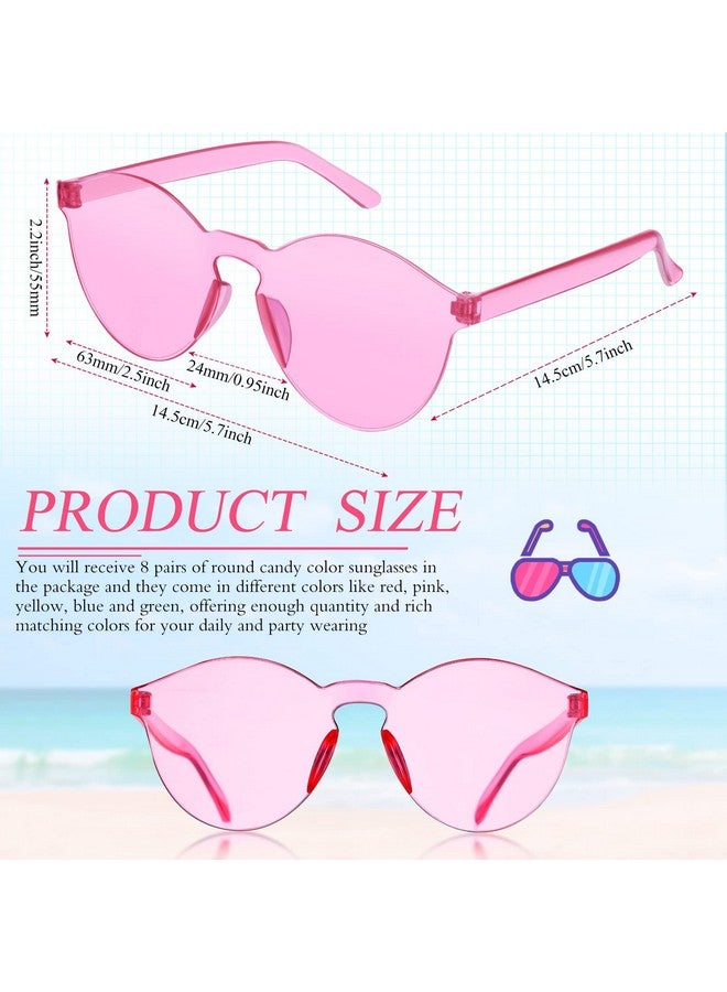 TOODOO 8 Pairs Candy Color Sunglasses for Women Round Rimless Colored Glasses One Piece Frameless Sunglasses Rimless Sunglasses Transparent Tinted Glasses - Image 2