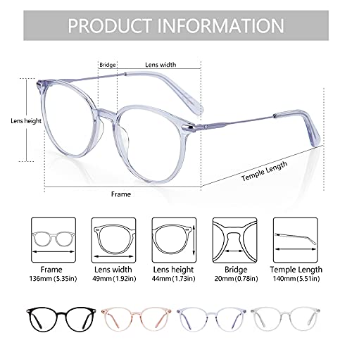 ZENOTTIC Round Optical Glasses Transparent Frame Clear Lens Eyewear Non-prescription Eyeglasses for Women - Image 4