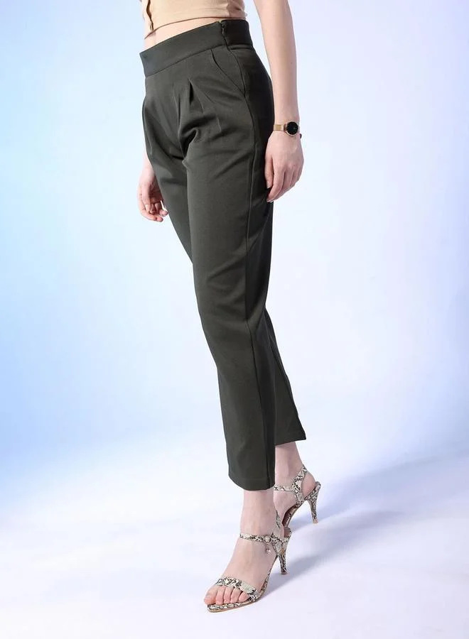 Freehand Freehand Women Dark Green Slim Fit Crop Pants