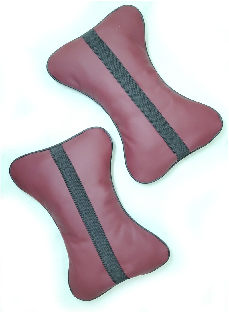 Car Pillows Leather ,Car Seat Rest Cushion ,Car Neck Cushion Red with Red Stitching and Diamond Design, Support Pillow car Accessories (Red) - Image 3