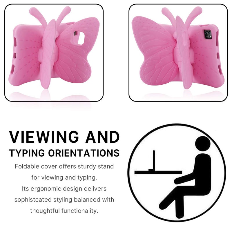 Simicoo iPad Pro 11 Case for Kids 3D Cute Butterfly EVA Light Cover with Stand Pencil Holder Shockproof Rugged Kid Proof Tablet Case for iPad Pro 11 inch 2024 2022 2020 Kids Girls Girl Gift (Pink) - Image 2