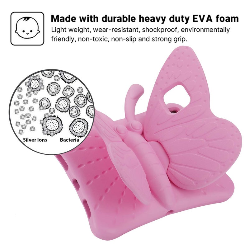 Simicoo iPad Pro 11 Case for Kids 3D Cute Butterfly EVA Light Cover with Stand Pencil Holder Shockproof Rugged Kid Proof Tablet Case for iPad Pro 11 inch 2024 2022 2020 Kids Girls Girl Gift (Pink) - Image 5