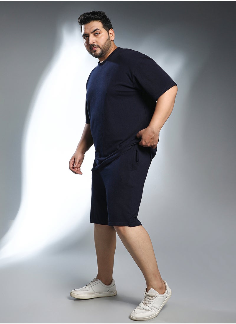 Instafab Plus Instafab Plus Men's Onyx Black Oversized Co-Ord Set For Casual Wear | Crew Neck | Short Regular Sleeves | Pull On Closure | Plus Size Co-Ords Crafted With Comfort Fit For Everyday Wear  - Image 3