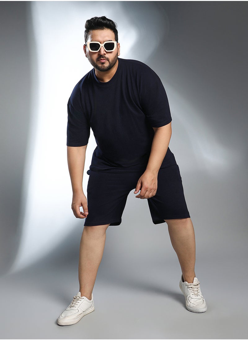 Instafab Plus Instafab Plus Men's Onyx Black Oversized Co-Ord Set For Casual Wear | Crew Neck | Short Regular Sleeves | Pull On Closure | Plus Size Co-Ords Crafted With Comfort Fit For Everyday Wear  - Image 5
