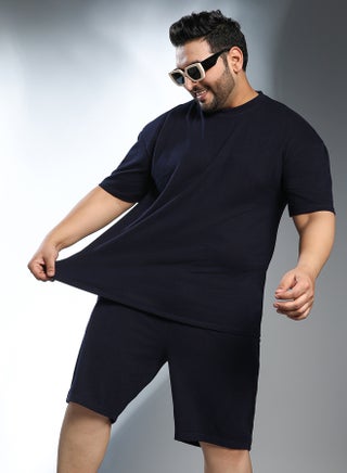 Instafab Plus Men's Onyx Black Oversized Co-Ord Set For Casual Wear | Crew Neck | Short Regular Sleeves | Pull On Closure | Plus Size Co-Ords Crafted With Comfort Fit For Everyday Wear - pzsku/ZBEB4A0635C662A7BF0DFZ/45/1749044472/025ab9e7-9875-4fd8-b0e2-1e760dfc6f5a
