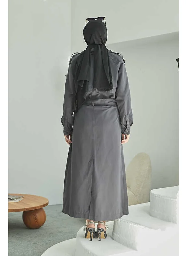 Neways 6625-BELTED Trench Coat Anthracite