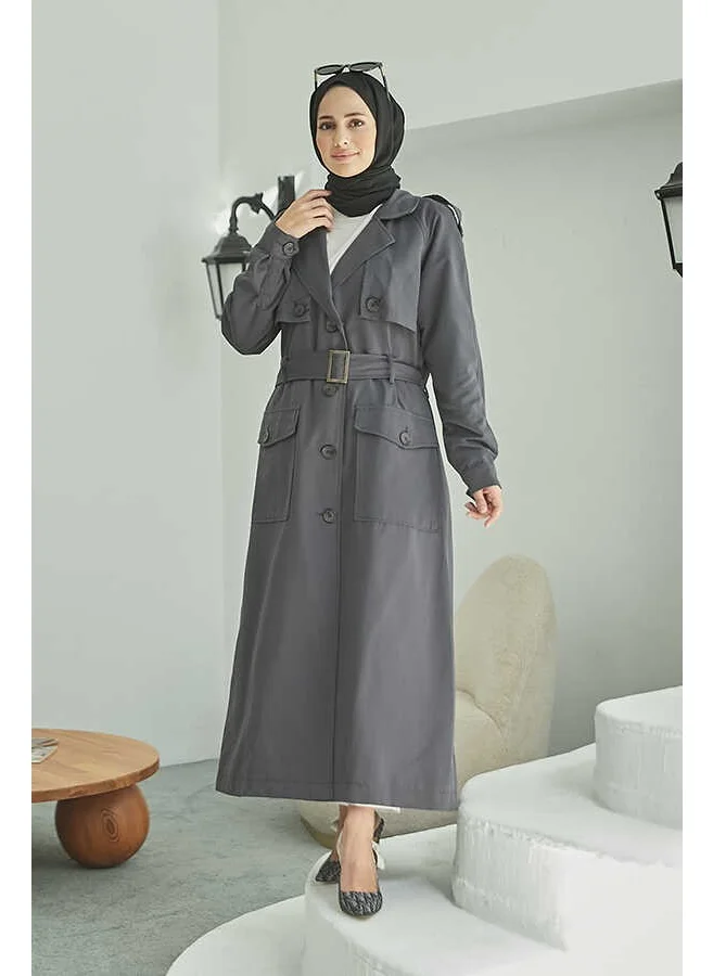 Neways 6625-BELTED Trench Coat Anthracite
