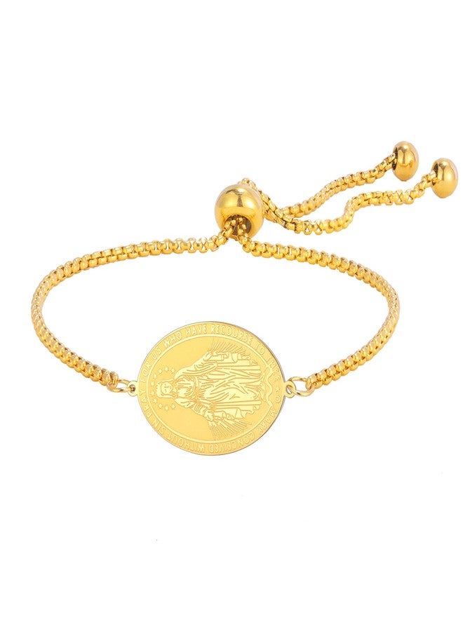 TEAMER Beautiful Virgin Mary Bracelet Religious Rosary Pendant Prayer Bracelet Faith Protection Jewelry For Women Men (Gold) - Image 1