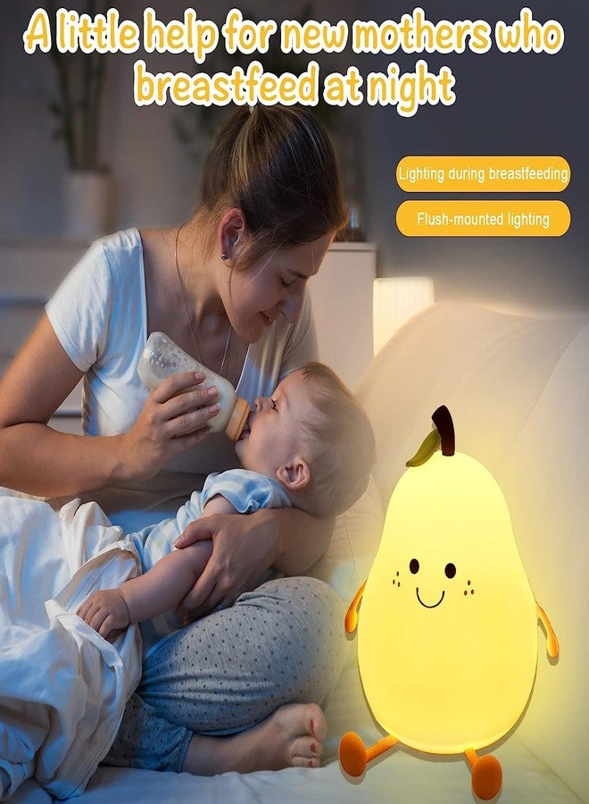 Calyrex Cute Silicone Night Light for Kids,Dimmable Nursery Pear Lamps,Kawaii Room Decor Fruit Bedside Lamp for Baby and Toddler - Image 2