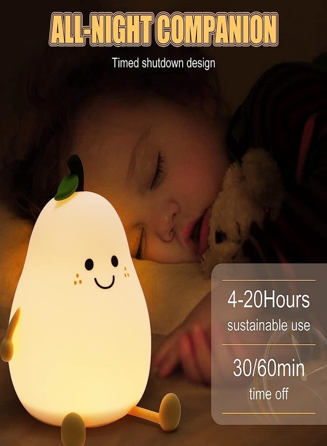 Calyrex Cute Silicone Night Light for Kids,Dimmable Nursery Pear Lamps,Kawaii Room Decor Fruit Bedside Lamp for Baby and Toddler - Image 4