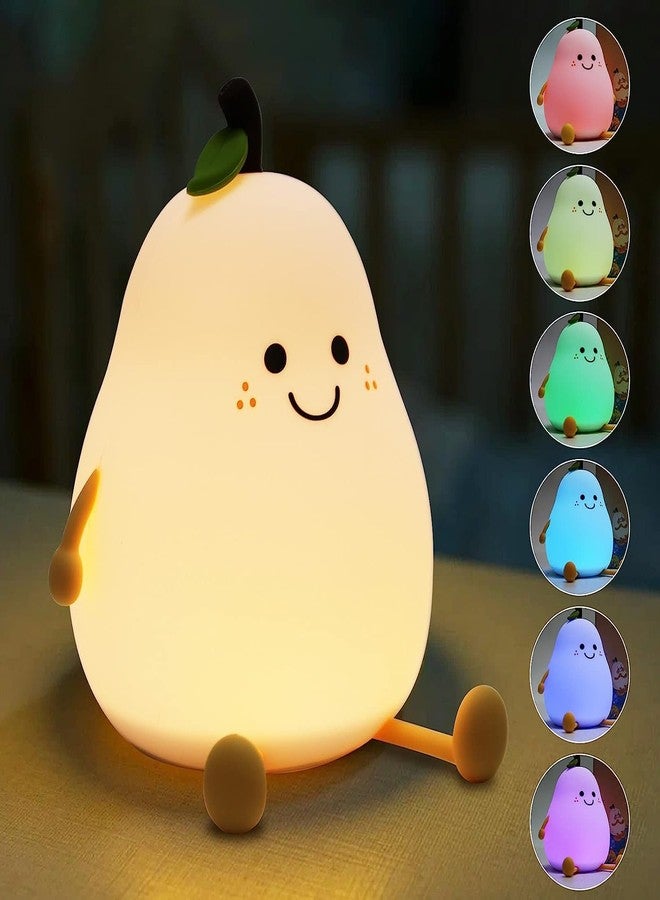 Calyrex Cute Silicone Night Light for Kids,Dimmable Nursery Pear Lamps,Kawaii Room Decor Fruit Bedside Lamp for Baby and Toddler - Image 1
