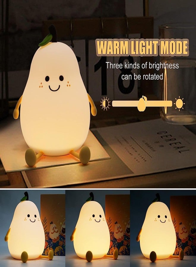 Calyrex Cute Silicone Night Light for Kids,Dimmable Nursery Pear Lamps,Kawaii Room Decor Fruit Bedside Lamp for Baby and Toddler - Image 5
