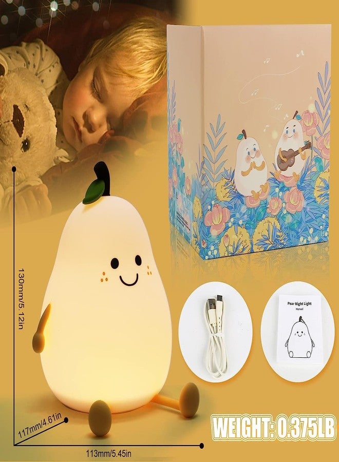 Calyrex Cute Silicone Night Light for Kids,Dimmable Nursery Pear Lamps,Kawaii Room Decor Fruit Bedside Lamp for Baby and Toddler - Image 3