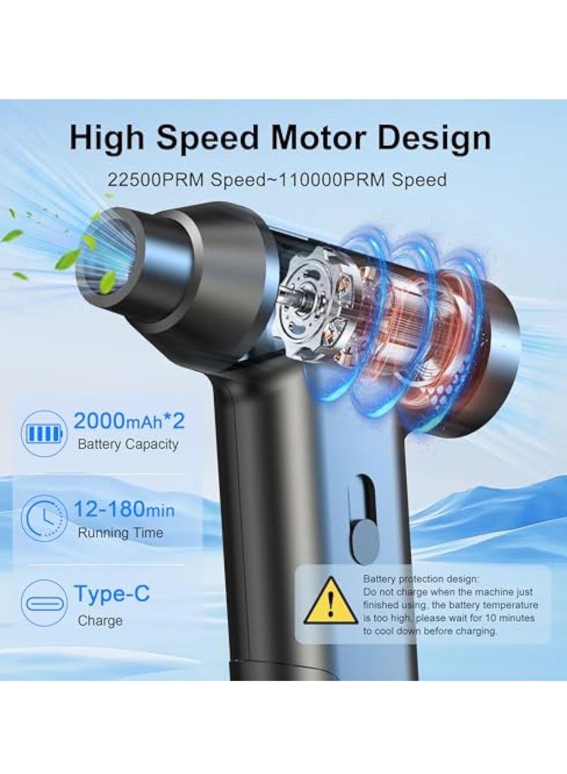 SOLARAE Electric Air Duster, Powerful Compressed Air Duster, Hand Dry Jet Blower, Car 110000RPM Pocket Air Blaster, Rechargeable Mini Turbo Jet Fan, Portable Air Compressor for Car Computer Cleaning Kit - Image 4