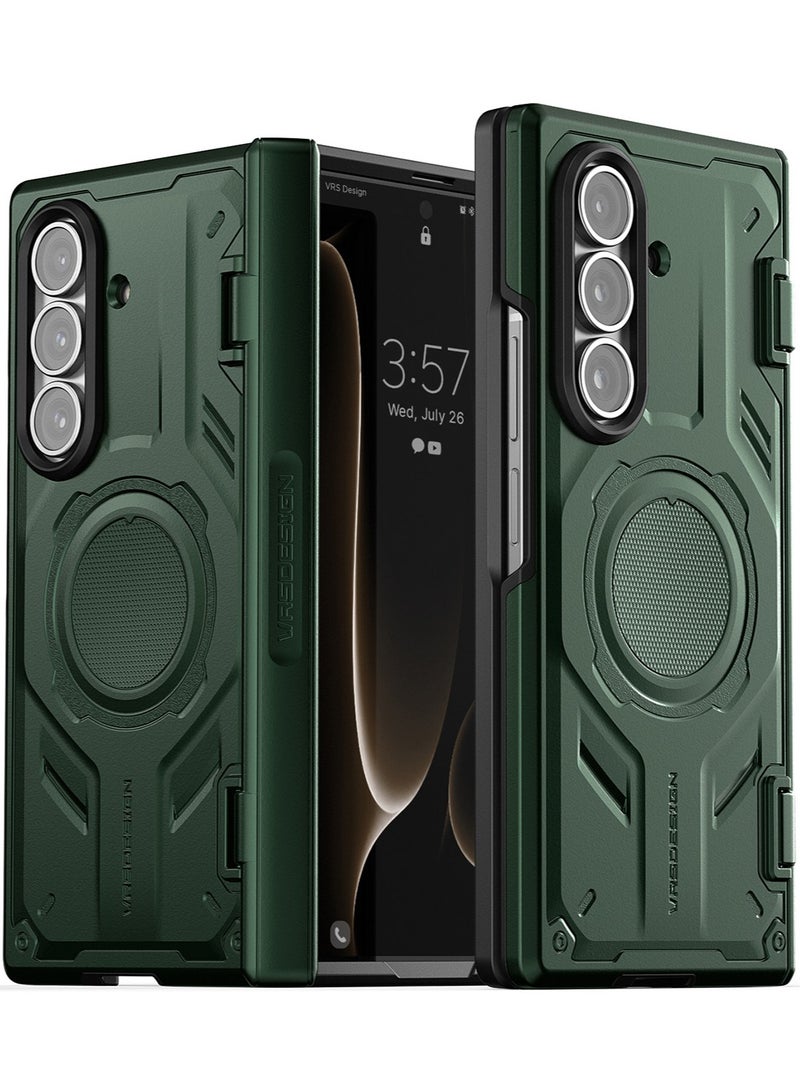 VRS Design Terra Guard Modern Active Samsung Galaxy Z Fold 7 Case [MagSafe] Cover (2025) with [Hinge Protection] - Metallic Green  - Image 1