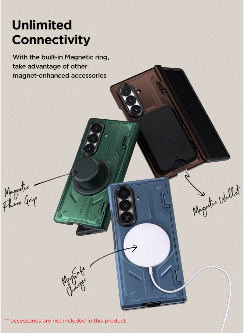 VRS Design Terra Guard Modern Active Samsung Galaxy Z Fold 7 Case [MagSafe] Cover (2025) with [Hinge Protection] - Metallic Green  - Image 3