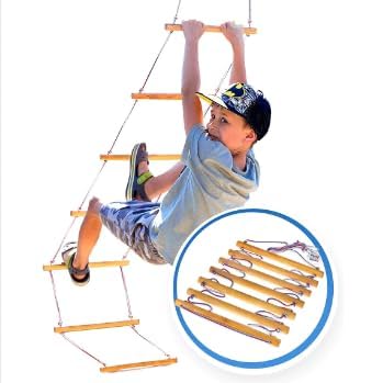 VIXERA Kids Gym Play Combo Set Gymnastics Kit Include Swing, Climbing Ladder, Wood, Rope Disc Swing+Trapeze Bar with Rings, Ninja Warrior Obstacle Course for Kids Physical Exercise Tools, Monkey Bars - Image 2