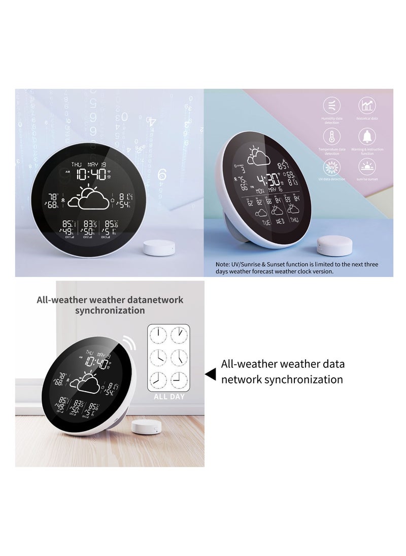 SYOSI - WiFi Smart Weather Station with Clock, Wireless Indoor Outdoor Thermometer Hygrometer Large Color Screen Display, Weather Forecast Clock for Home, Office, Hall, School, Restaurant (with 3 Sensor) - Image 1