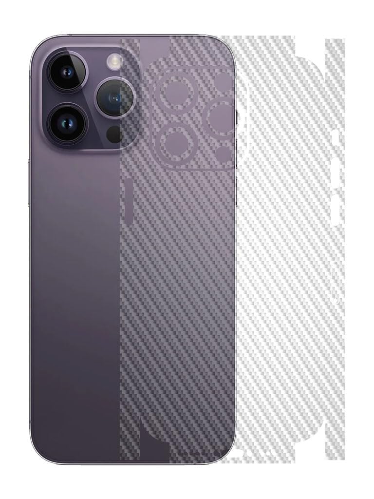 AtOdds - Full Body Back Screen Guard Protector Film - Transparent Lamination Wrap Skin Sticker for iPhone 14 Pro Max | Scratchproof Matte Finish (Design - TransCF) - Image 1