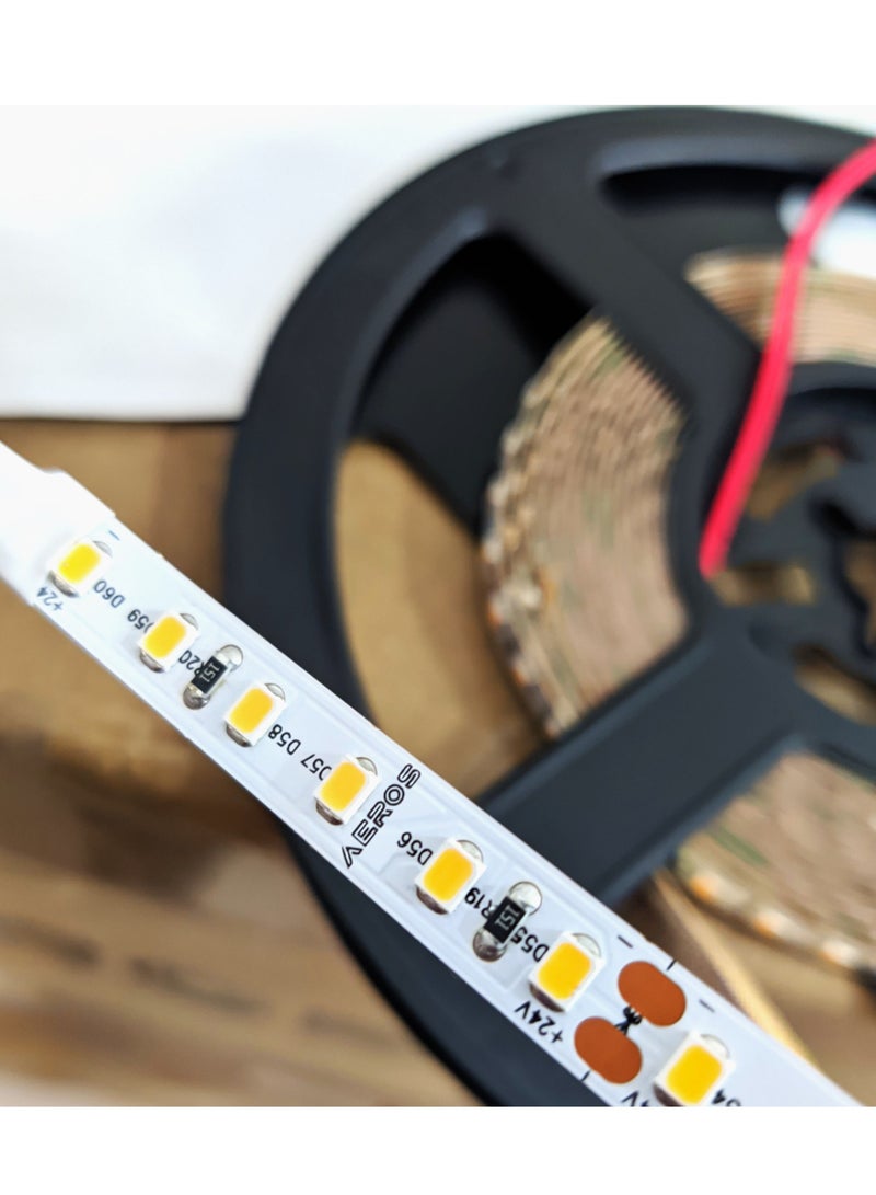 AEROS LED Dimmable Strip Light SMD2835 9.6Watts per mtr DC24V Natural White 4000K IP20 5mtr Reel High Lumen Output  - Image 1