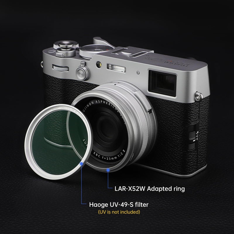 Haoge Lens Filter Adapter Ring for Fujifilm X100VI Fuji FinePix X100V Camera fit 49mm UV CPL ND Filter Lens Cap Replace Fujifilm AR-X100 Silver - Image 3