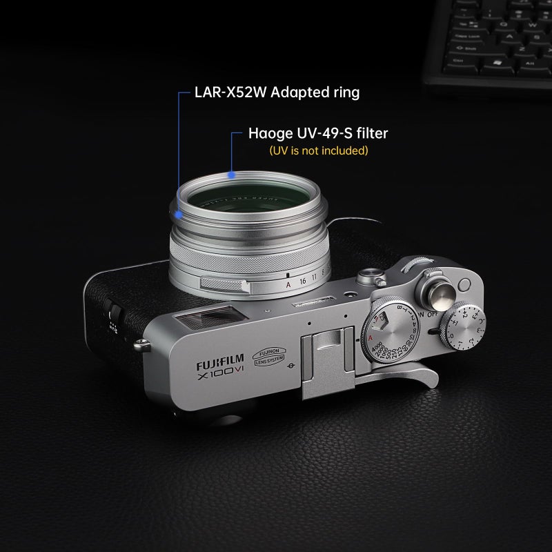 Haoge Lens Filter Adapter Ring for Fujifilm X100VI Fuji FinePix X100V Camera fit 49mm UV CPL ND Filter Lens Cap Replace Fujifilm AR-X100 Silver - Image 4