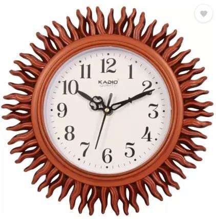 Kadio Analog 24.5 cm X 24.5 cm Wall Clock (Brown, with Glass, Standard) - Image 1