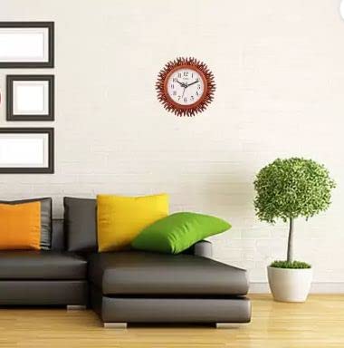 Kadio Analog 24.5 cm X 24.5 cm Wall Clock (Brown, with Glass, Standard) - Image 2