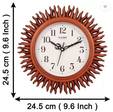 Kadio Analog 24.5 cm X 24.5 cm Wall Clock (Brown, with Glass, Standard) - Image 3