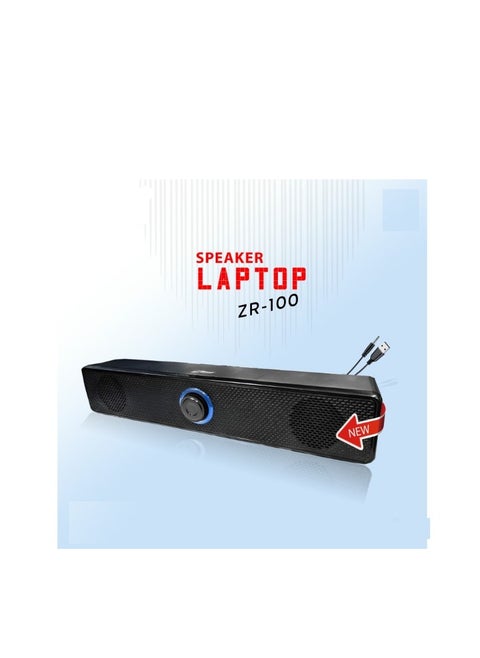 مكبر صوت ZR-100 USB مكبر صوت للكمبيوتر اللوحي والكمبيوتر المحمول والكمبيوتر المكتبي - أسود