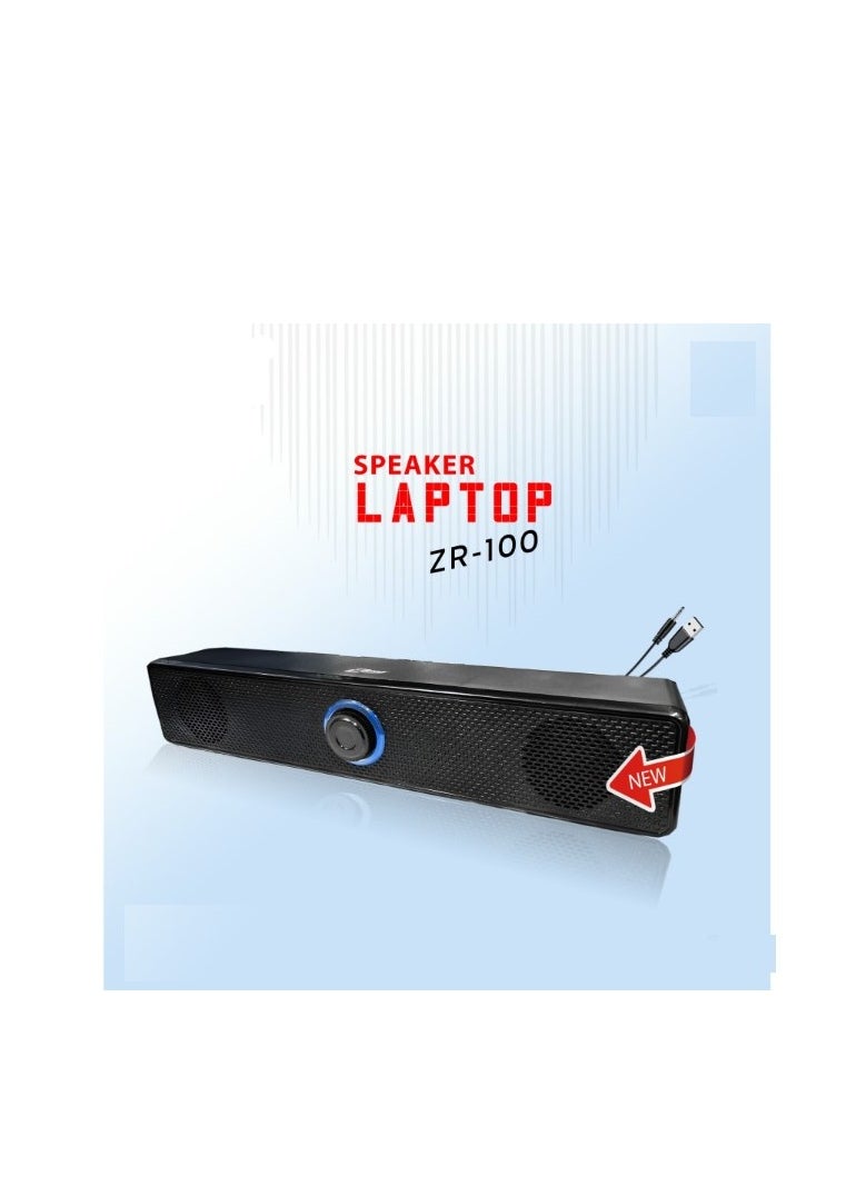 زيرو - مكبر صوت ZR-100 USB مكبر صوت للكمبيوتر اللوحي والكمبيوتر المحمول والكمبيوتر المكتبي - أسود - Image 1